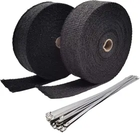 U-hsd250 Ucreative Black Fiberglass Exhaust Header Heat Wrap 2 Inch X 50ft With 10pcs 11.8