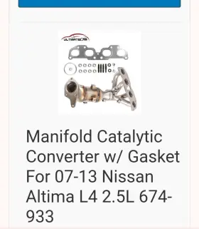 166m25003l Ultimatecar Manifold Catalytic Converter With Gasket For 07-13 Nissan Altima L4 2.5l 674-933