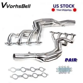 Eh28027-3d Vvorhsbell Polished Long Tube Headers Manifolds For 2010-2015 Chevy Camaro Ss 6.2l V8 Pair