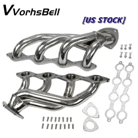 Eh28576-3d Vvorhsbell For 4.8l 5.3l V8 Chevy Gmc Avalanche Silverado Sierra Tahoe Headers Pair 00-06