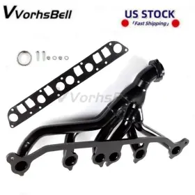 Em29214-bk-3d Vvorhsbell Stainless Manifold Header 1-2-6 For 91-99 Jeep Wrangler Cherokee 4.0 Tj Yj Black