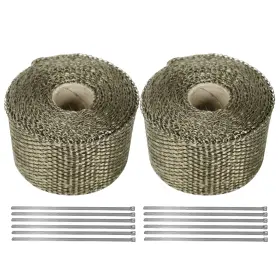 Wish2016 W30525 2set Exhaust Manifolds Titanium Heat Wrap Tape Thermal 2ftft X 5m And 6 Ties