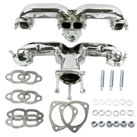Sx-60016-po Yuchenshlp 1 Set Polished Chrome Rams Horn Exhaust Manifolds With All Gaskets
