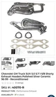 Bbk Shorty Headers Remanufactured. Price: $400.00.