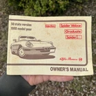 Vtg Alfa Romeo 1988 Spider Veloce Owner's Manual 50 State Version - Graduate Used. Price: $188.95.