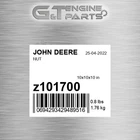 Z101700 Nut Fits John Deere (new Aftermarket). Price: $98.54.