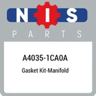 A4035-1CA0A Nissan Gasket Kit-manifold A40351CA0A, New Genuine Oem Part. Price: $108.46.