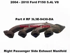 Rf 3L3E-9430-DA 04 To 10 Ford F150 5.4L Front Right Passenger Exhaust Manifold Used. Price: $79.00.