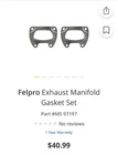Exhaust Manifold Gasket Set Fel-pro Ms 97197 Dodge Ram 1500,PROMASTER,CHRYSLER New. Price: $14.99.