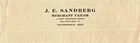 Youngstown Oh J Sandberg-merchant TAILOR-14 Woodland Ave 1920 Bllhead Header Used. Price: $6.50.